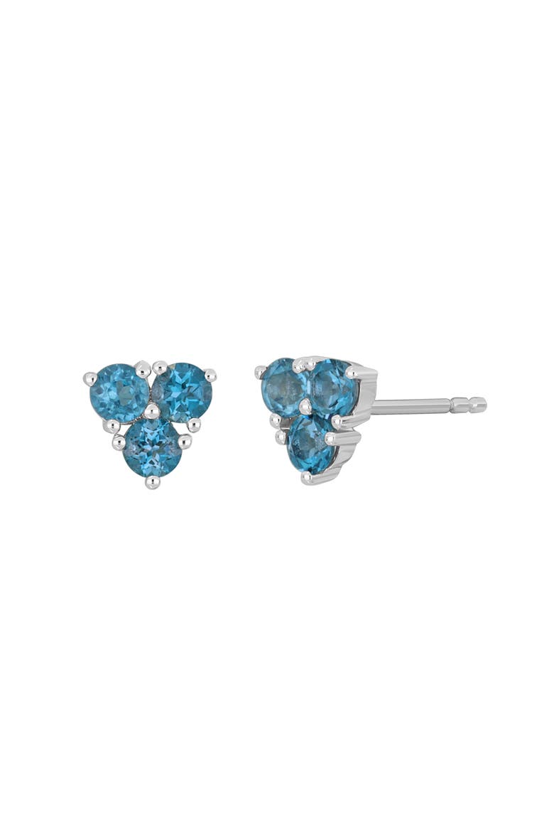 14K Gold Semiprecious Stone Trio Stud Earrings, Main, color, 14KW