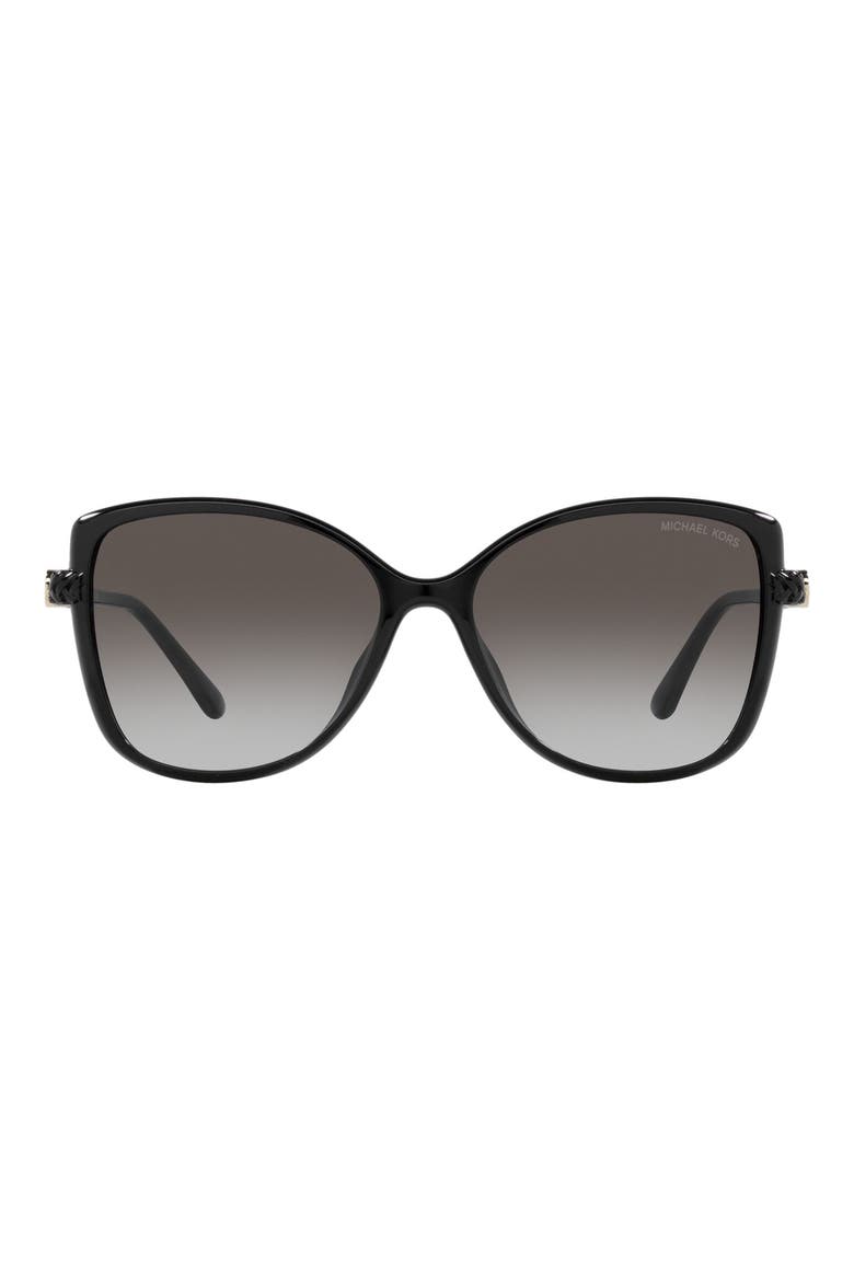 Malta 57mm Gradient Butterfly Sunglasses, Main, color, BLACK
