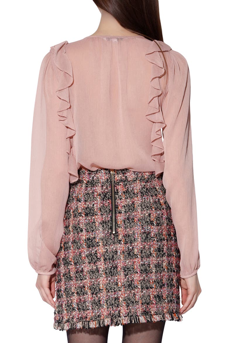 Aiden Ruffle Long Sleeve Button-Up Top, Alternate, color, BLUSH