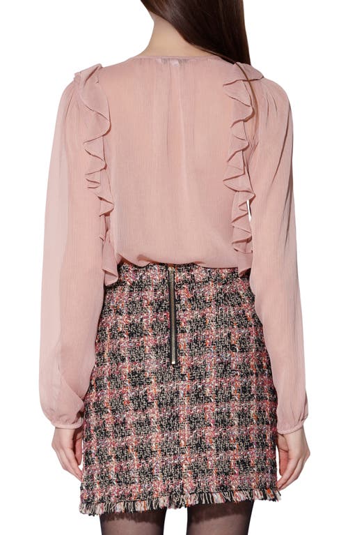 Walter Baker Aiden Ruffle Long Sleeve Button-up Top In Pink