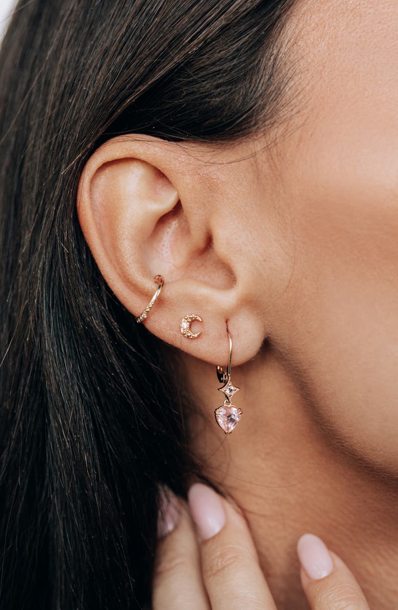 Anzie Jac + Jo Heart Drop Earrings, Alternate, color, Pink