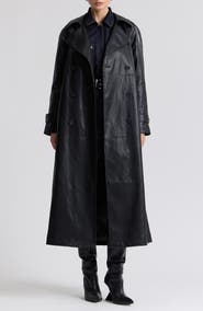 Avec Les Filles Oversize Raglan Faux Leather Trench Coat