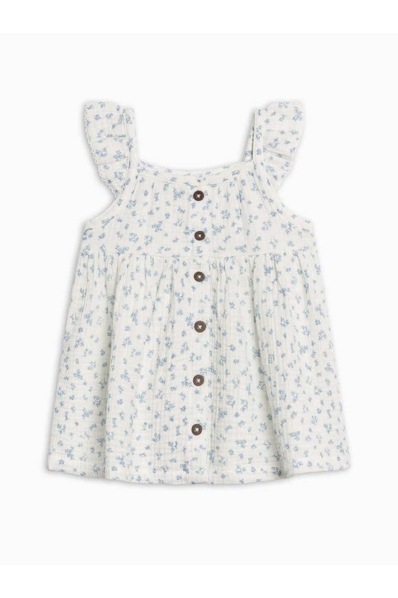 Organic Maisy Muslin Ruffle Strap Dress, Main, color, Rosebay Floral / Coconut + Sea
