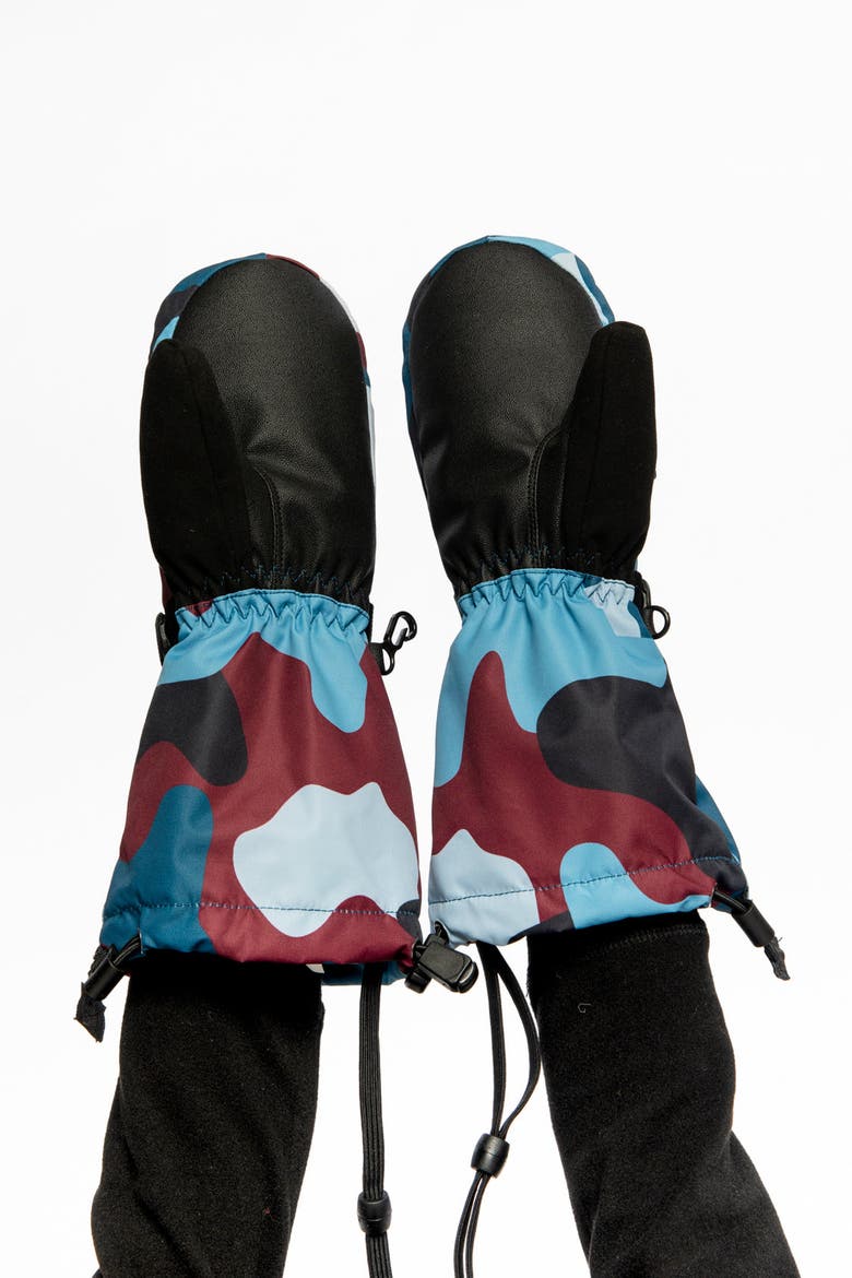 Teknik Camouflage Waterproof Cordura Reinforced Winter Mittens, Alternate, color, Blue and Red Camouflage