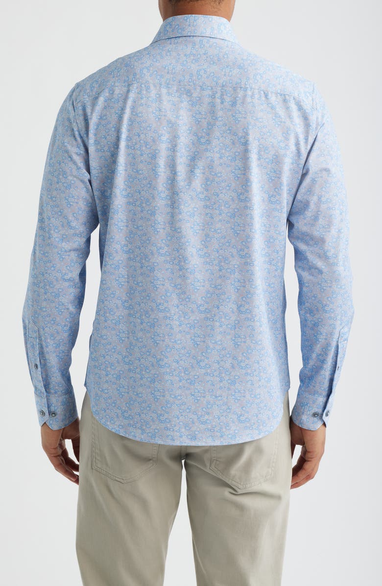 Bugatchi James OoohCotton<sup>®</sup> Abstract Floral Print Button-Up Shirt, Alternate, color, Air Blue
