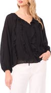 Halogen® Tie Neck Ruffle Long Sleeve Top