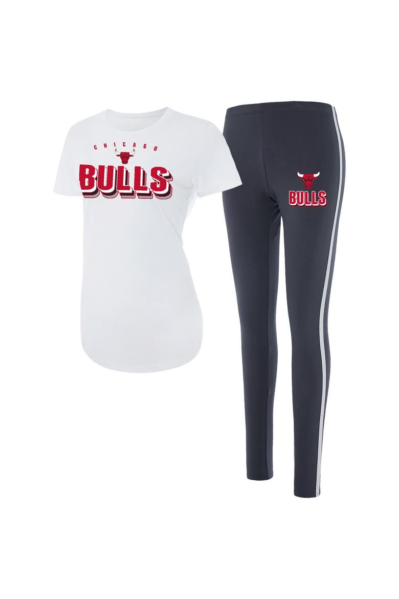Women's Concepts Sport White/Charcoal Chicago Bulls Sonata T-Shirt & Leggings Sleep Set, Main, color, White