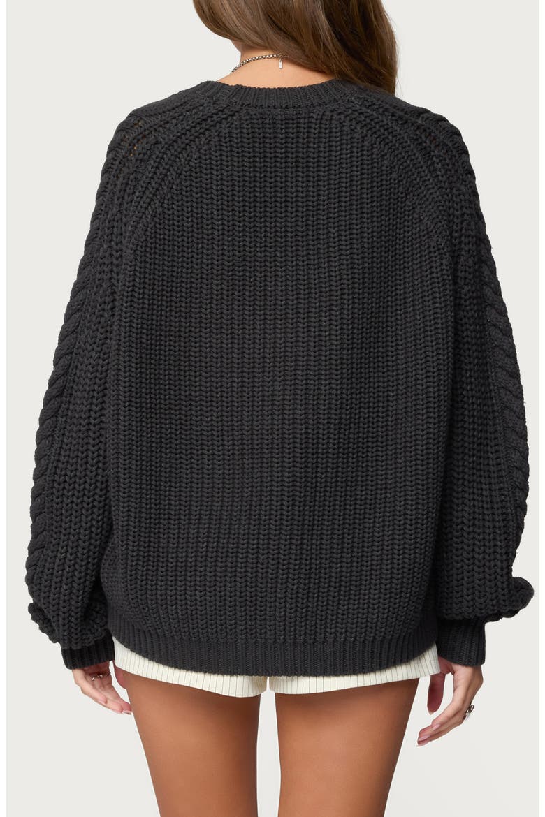 Lira Chunky Cable Stitch Sweater, Alternate, color, DARK-GRAY-MELANGE