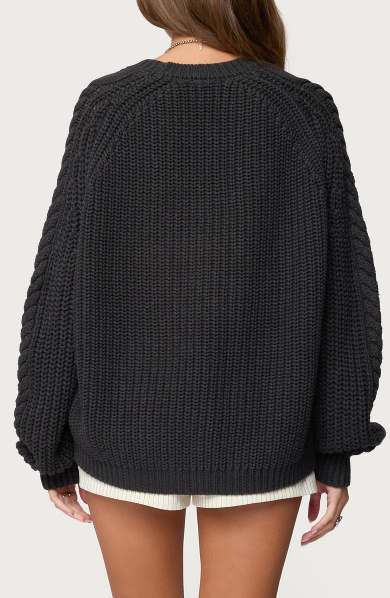 EDIKTED Lira Chunky Cable Stitch Sweater, Alternate, color, Dark-Gray-Melange