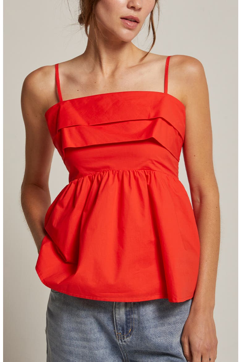 Pleated Babydoll Camisole Top, Main, color, Poppy