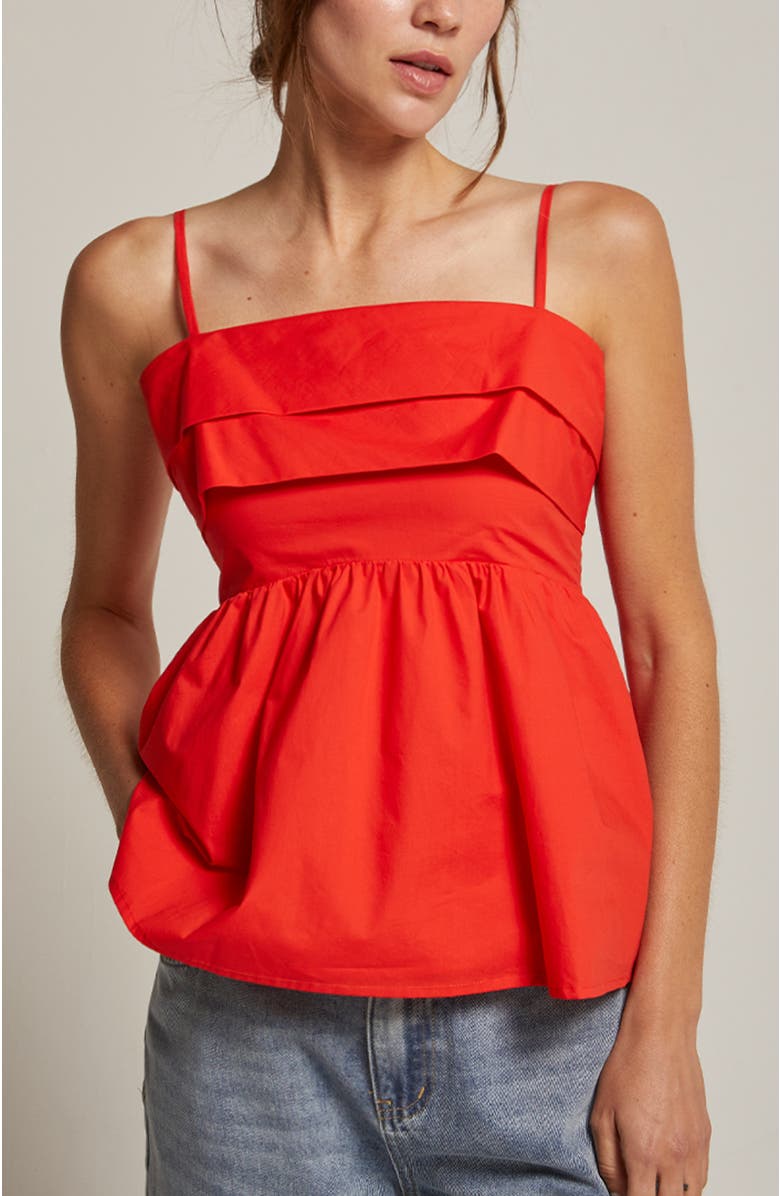 CRESCENT Pleated Babydoll Camisole Top, Main, color, Poppy