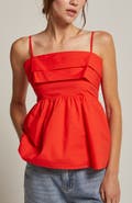 CRESCENT Pleated Babydoll Camisole Top