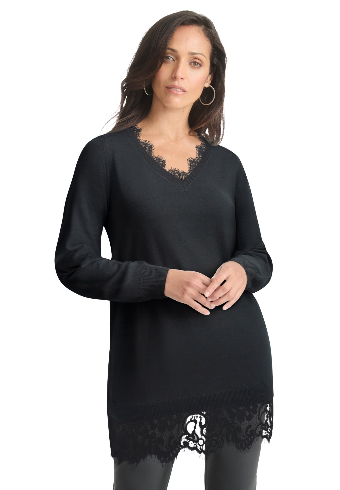 Lace Trim Pullover Sweater