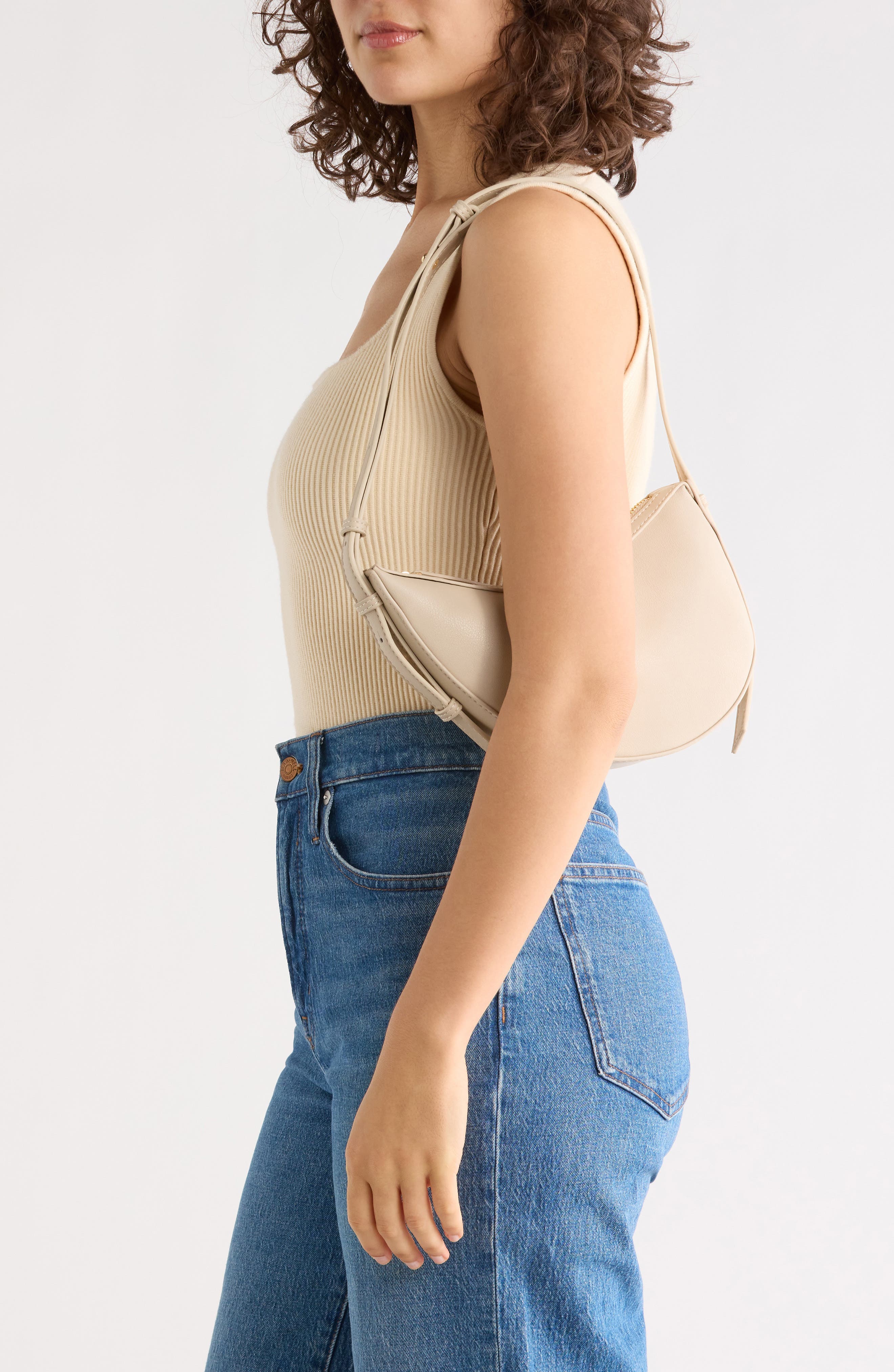 Crescent Shaped Shoulder Bag, Alternate, color, OATMILK
