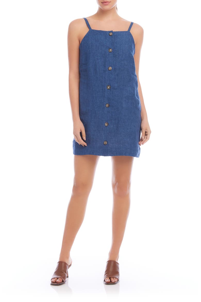 Safia Linen Mini Sundress, Main, color, BLUE