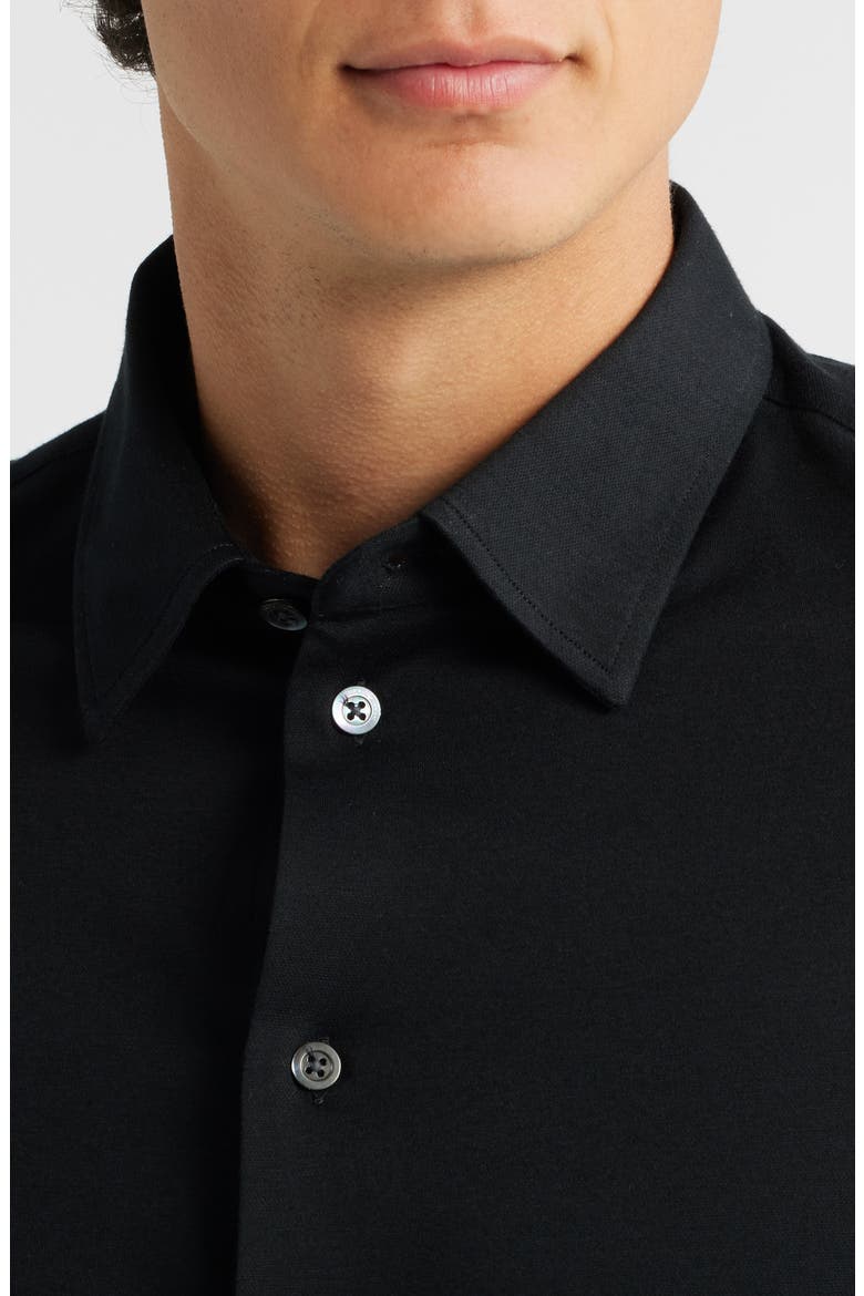 Cotton Button-Up Shirt, Alternate, color, SOLID BLACK