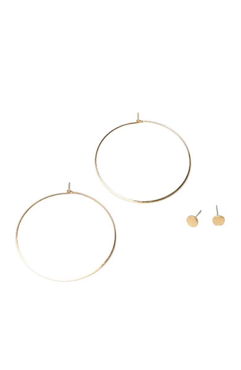 Totalee Gift Gold Geometric Circle Earring Set Burnished Brass Gold, Alternate, color, Gold