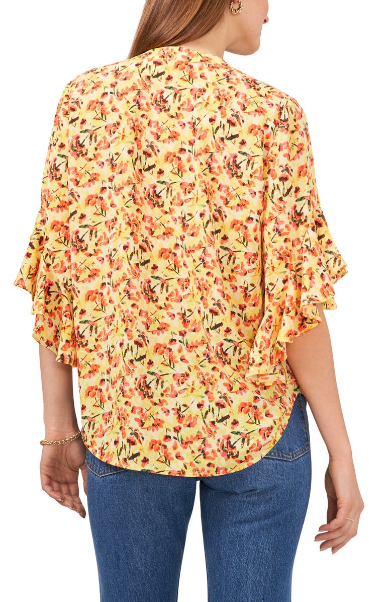 Vince Camuto Floral Ruffle Sleeve Top, Alternate, color,
