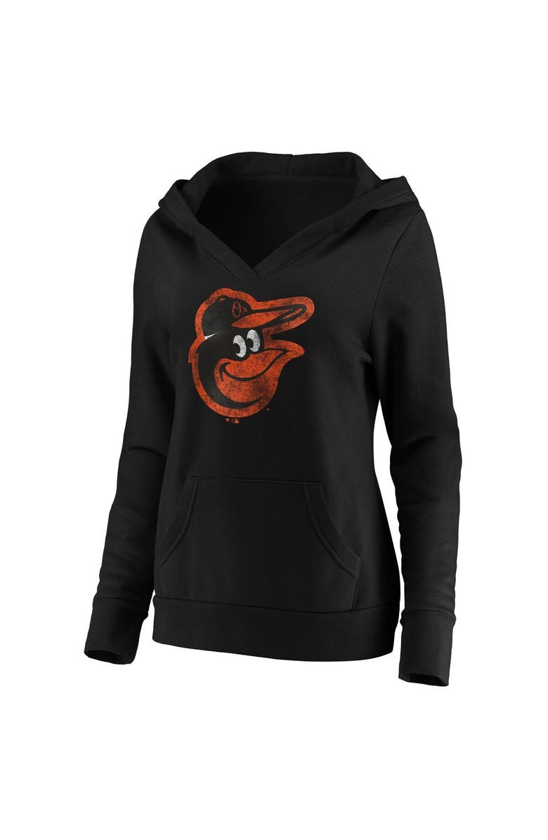 FANATICS Women's Fanatics Branded Black Baltimore Orioles Core Team Crossover V-Neck Pullover Hoodie, Alternate, color,