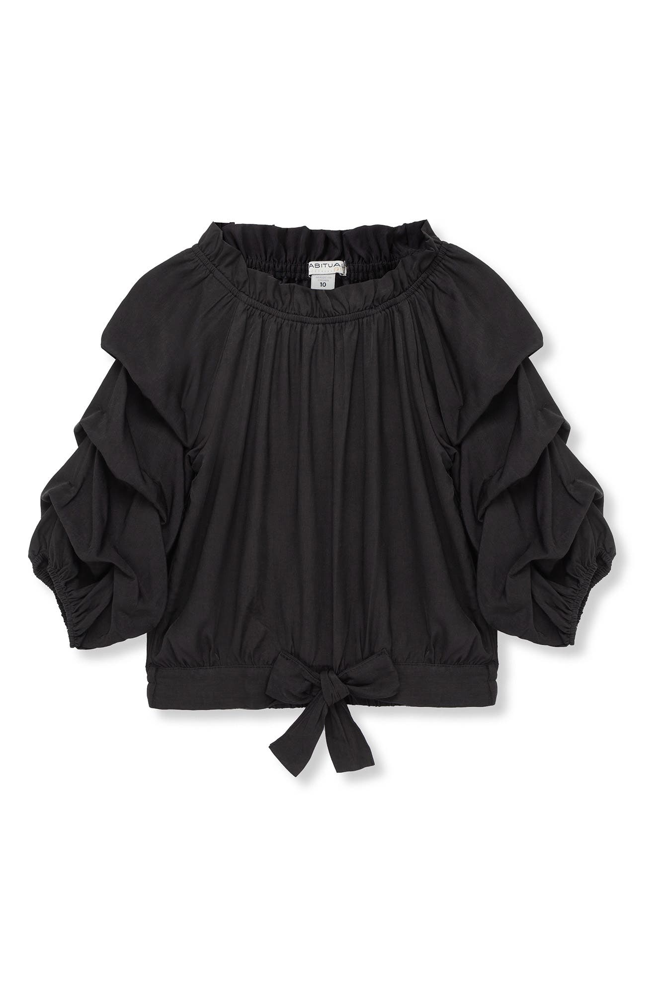 Habitual Girl Kids' Joyce Gathered Top in Black 