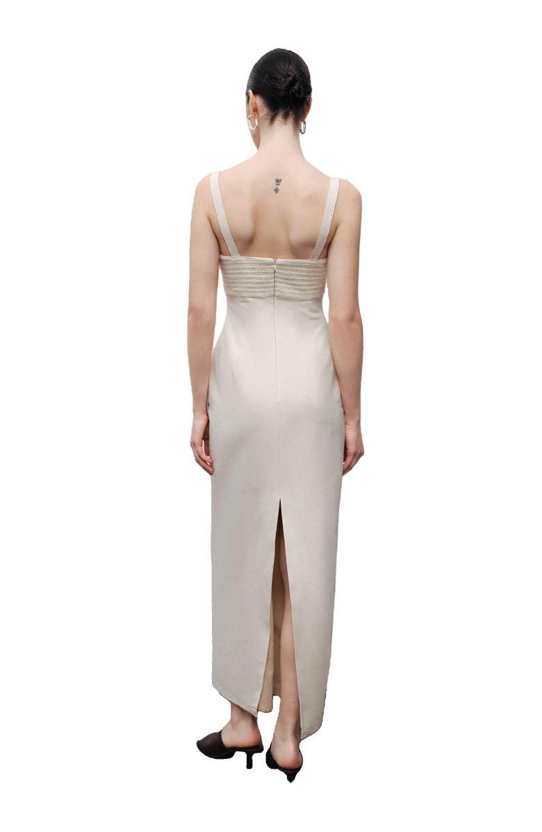 Nocturne Linen Brode Detailed Sweetheart Maxi Dress, Alternate, color, 