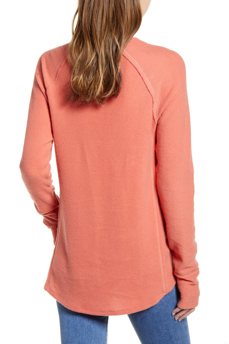 Cozy V-Neck Ribbed Top, Alternate, color, PINK CEDAR