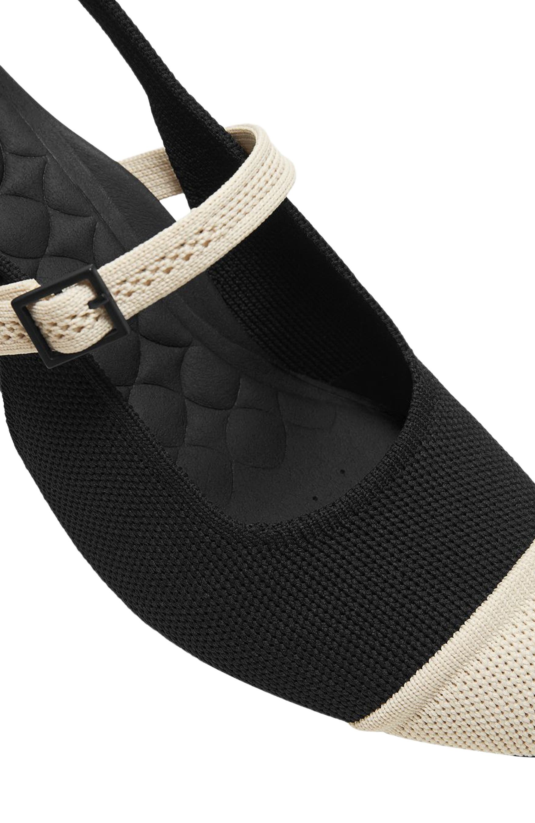 VIVAIA Almond-Toe Slingback Mary-Jane Sandals, Alternate, color, Black Ivory