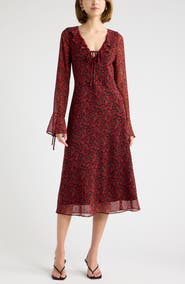 Open Edit Ruffled Chiffon Dress
