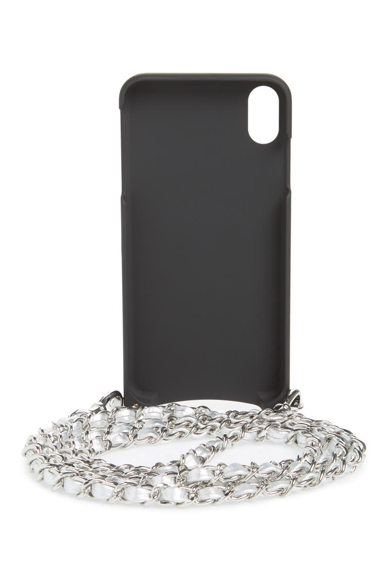 Sarah Leather iPhone 8/8 Plus/X/Xs/Xs Max & XR Crossbody Case, Alternate, color, SILVER/ SILVER