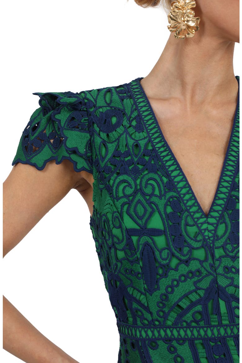 Lace Midi Dress, Alternate, color, NAVY EMERALD