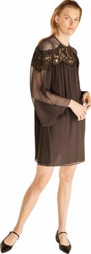 Rebecca Taylor Chiffon Long Sleeve Dress