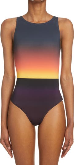 Dries Van Noten Greta Gradient Print Cutout One-Piece