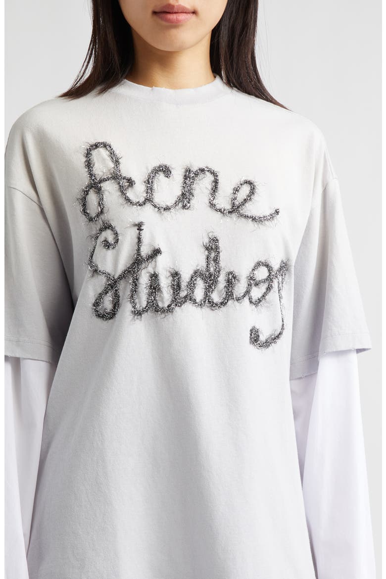 Edra Double U Tinsel Logo Layered T-Shirt, Alternate, color, LIGHT BLUE