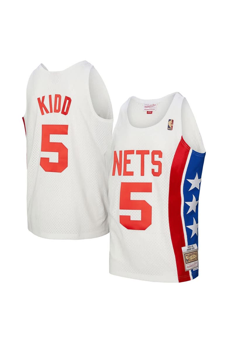 Men's Mitchell & Ness Jason Kidd White New Jersey Nets 2005/06 Hardwood Classics Swingman Jersey, Alternate, color, White