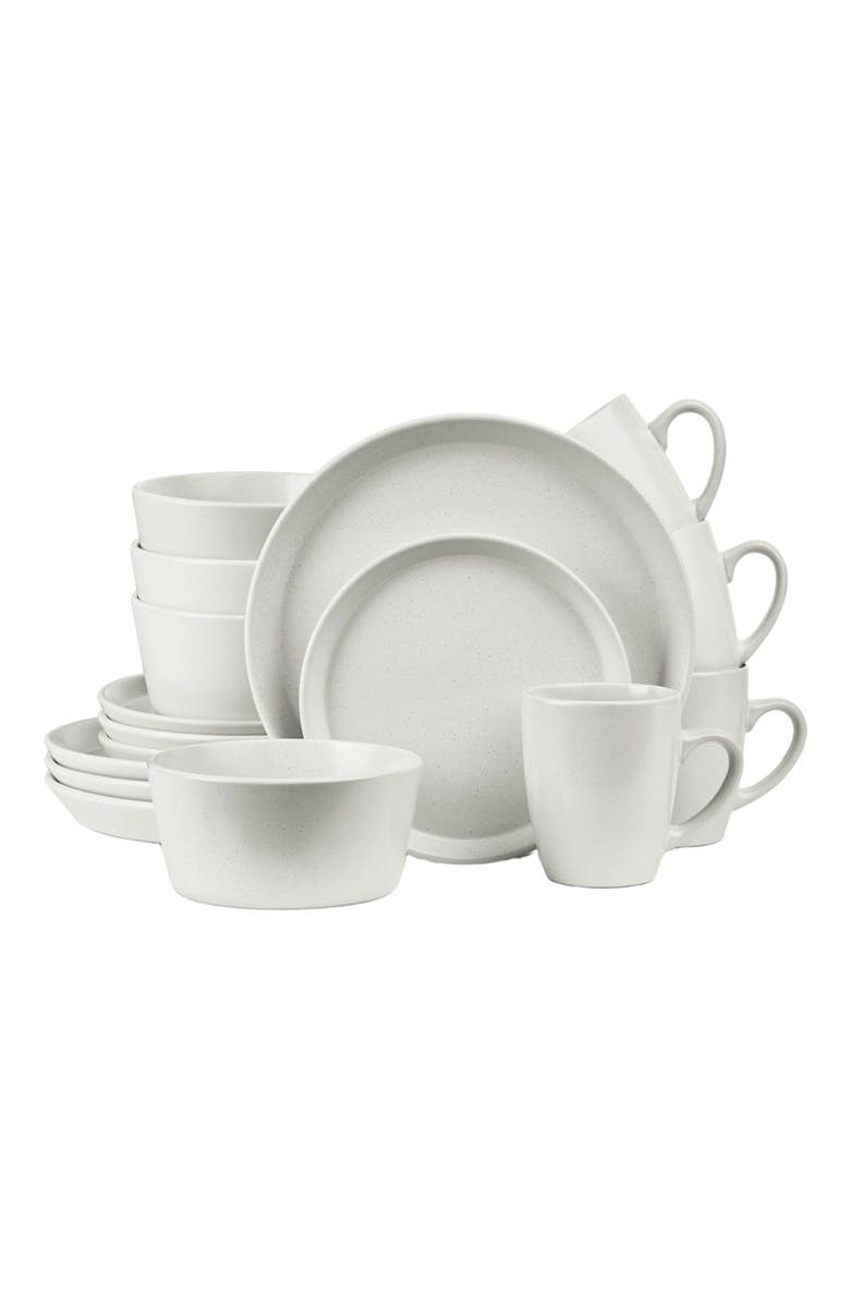 Stone Lain Albie Stoneware 32-Piece Dinnerware Set, Main, color, Snow White 16-Pieces