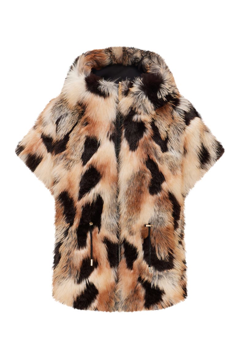 Fur-Free Gold Fox (Faux Fur) Reversible Hooded Vest, Alternate, color, GOLD/BLACK