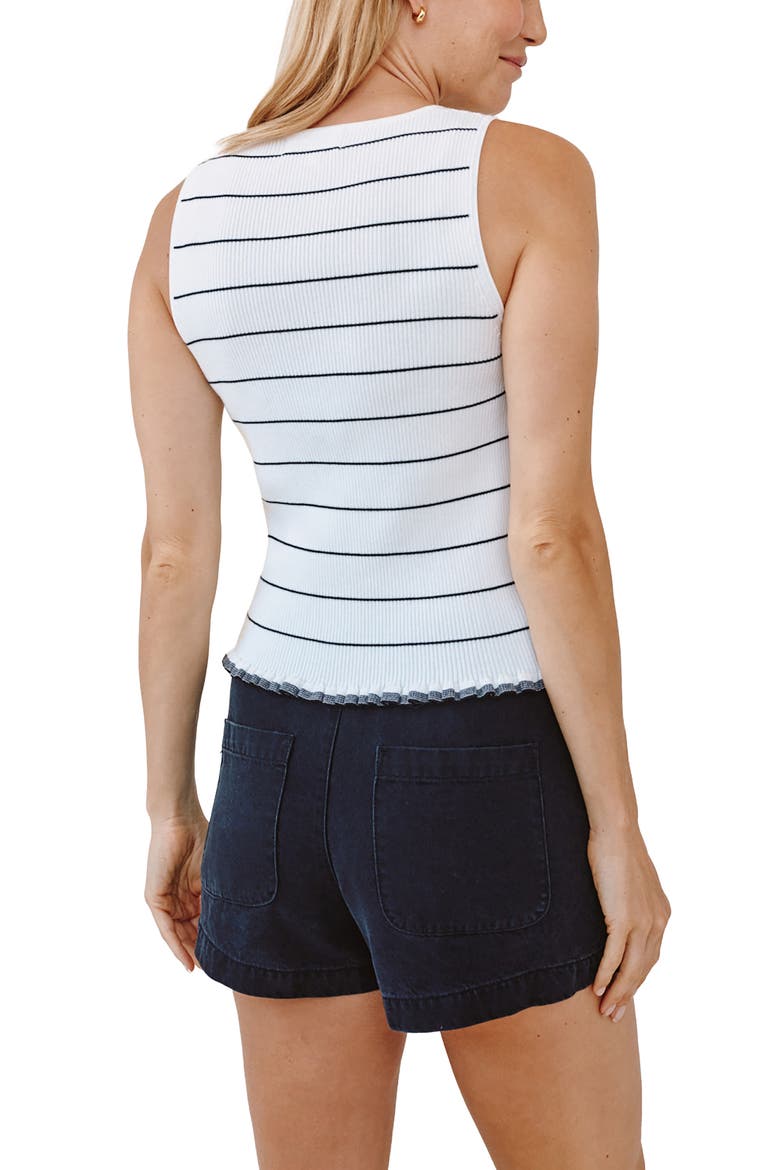 Ruffle Hem Rib Tank, Alternate, color, GARDEN PARTY STRIPE