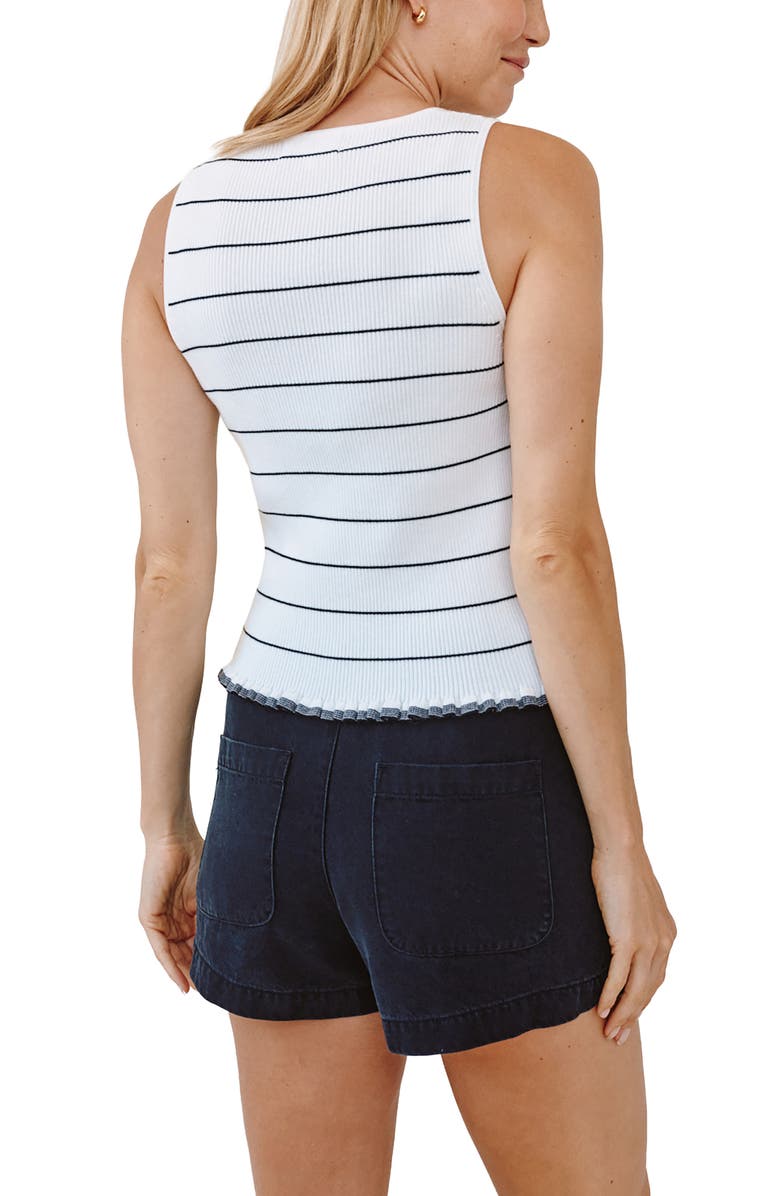 Bella Dahl Ruffle Hem Rib Tank, Alternate, color, Garden Party Stripe