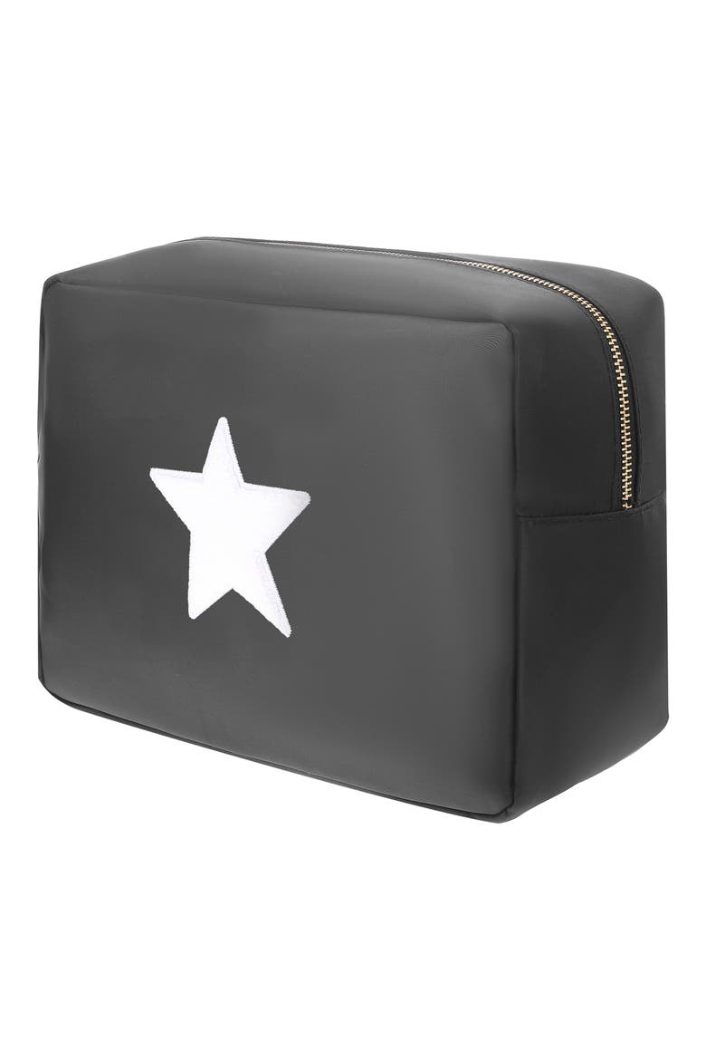 Extra Large Star Cosmetic Bag, Alternate, color, BLACK
