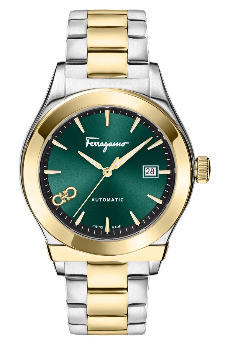1927 Automatic Two-Tone Bracelet Watch, 42mm, Main, color, GREEN/ TWO TONE