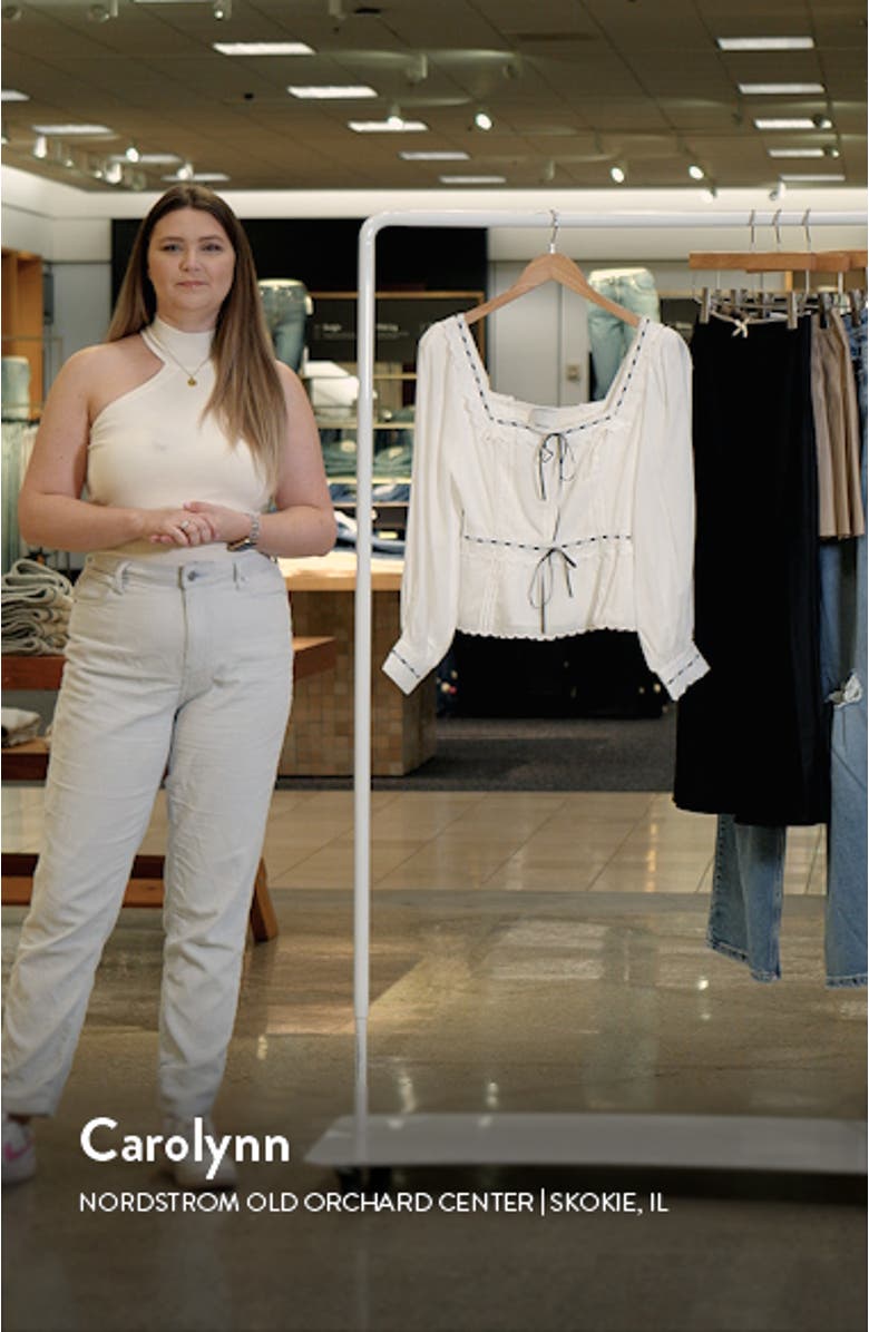 Haisley Ribbon Accent Organic Cotton Peplum Top, sales video thumbnail