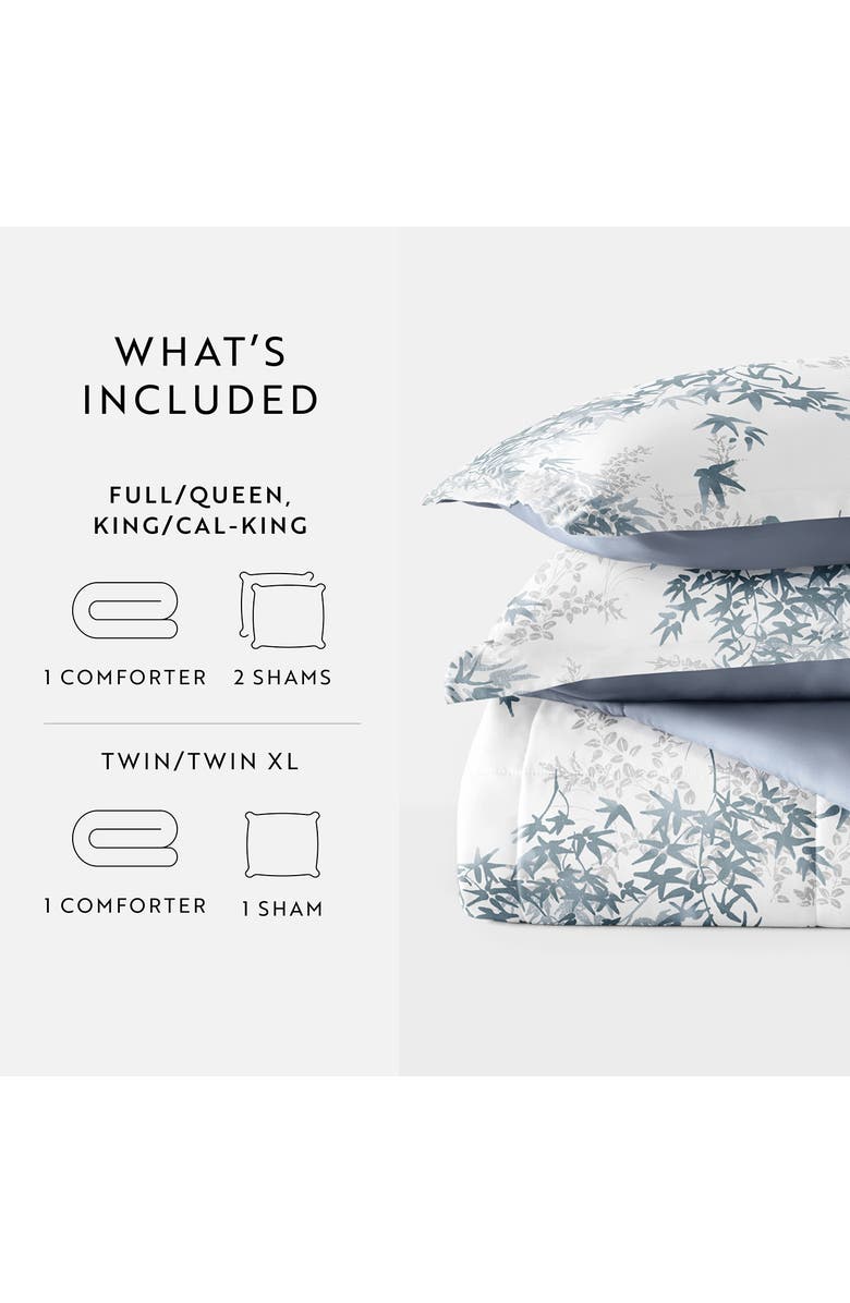 HOMESPUN Bamboo Leaves Reversible 3-Piece Comforter Set, Alternate, color, Stone