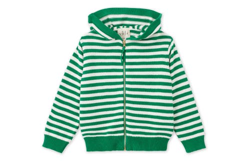 Vild House Of Little Organic Knit Cardigan In Green Striped