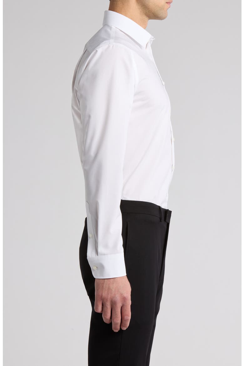 Non-Iron Trim Fit Solid Cotton Dress Shirt, Alternate, color, WHITE