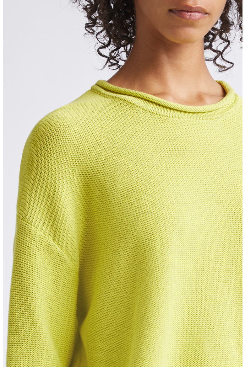 Mae Crewneck Cotton Blend Sweater, Alternate, color, CHARTREUSE