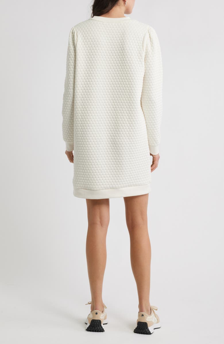 Caslon<sup>®</sup> Long Sleeve Quilted Sweatshirt Minidress, Alternate, color, Ivory Pristine