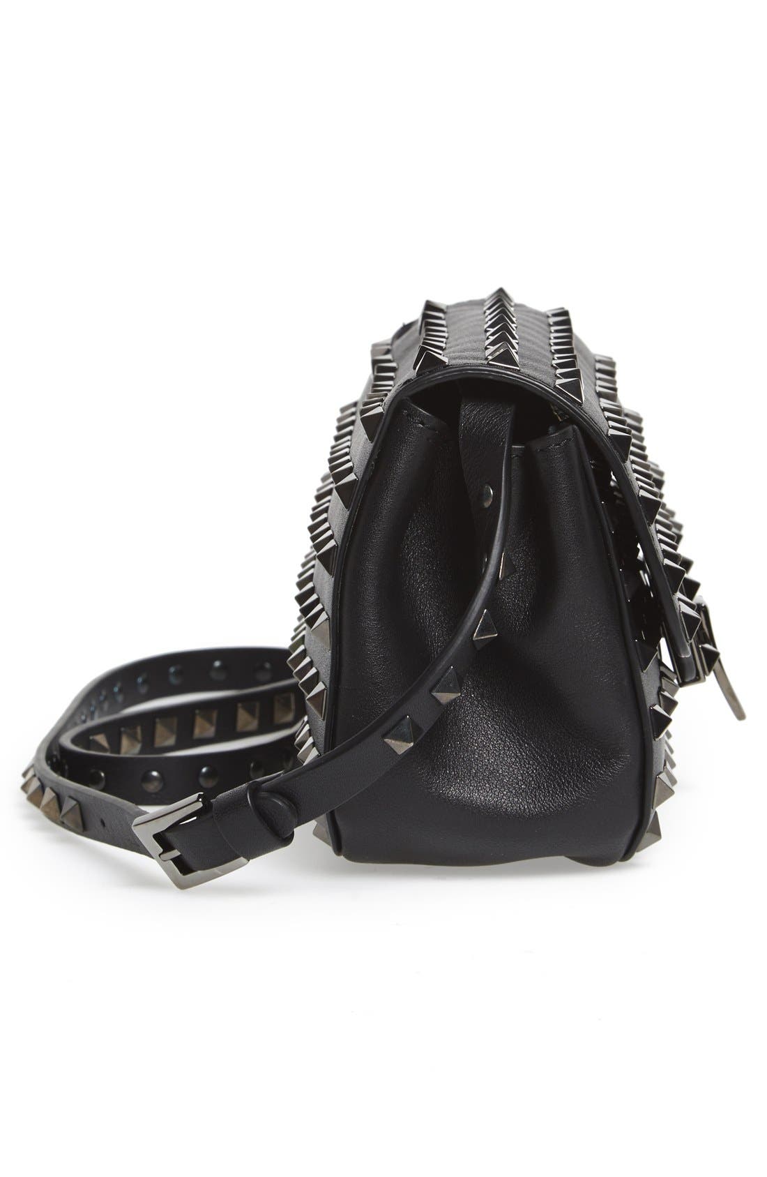 'Noir Rockstud - All Over' Leather Crossbody Bag, Alternate, color, NOIR