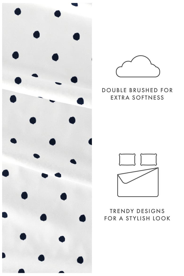 HOME SPUN Premium Ultra Soft Dots Pattern 4-Piece Bed Sheets Set, Alternate, color, NAVY