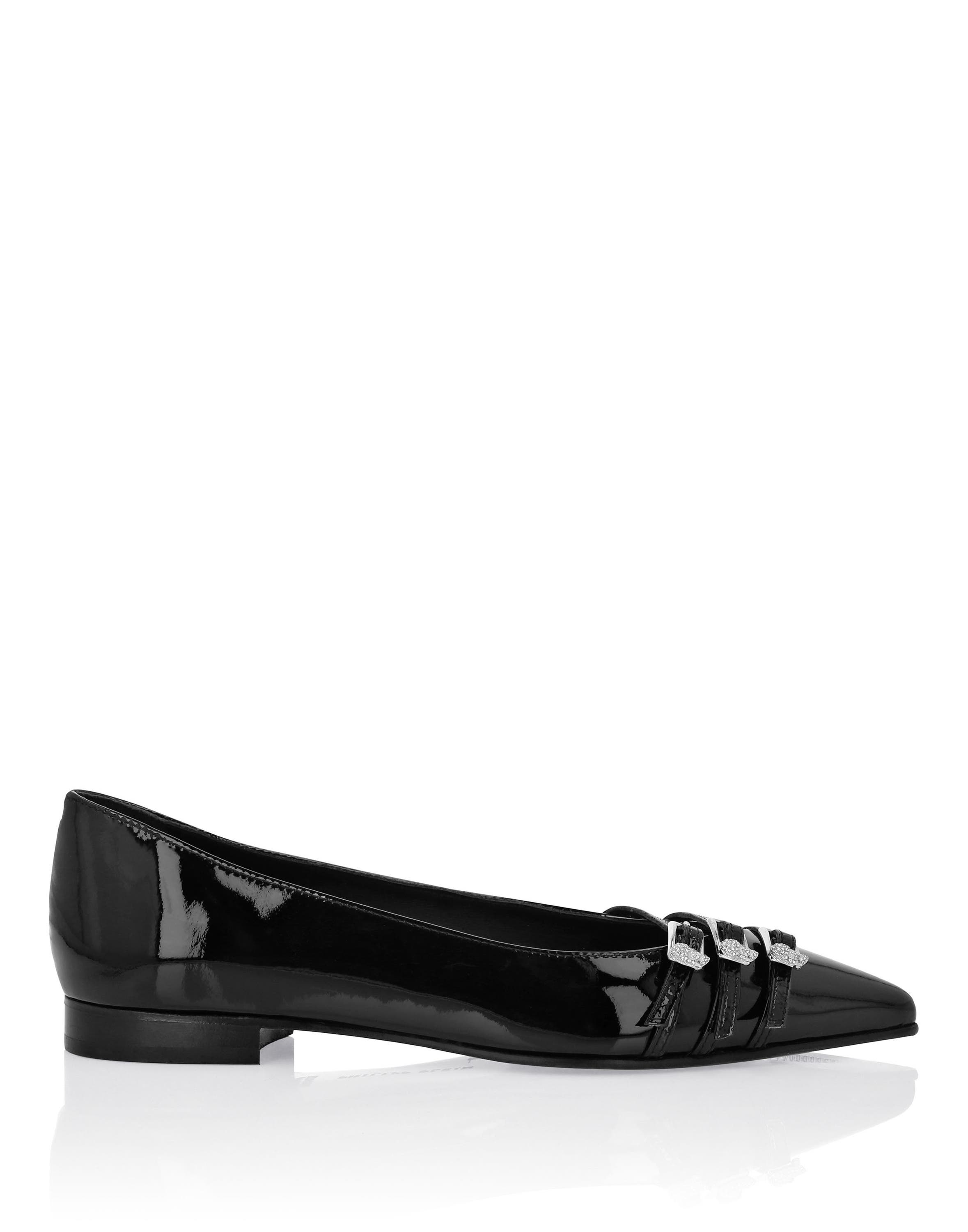 Multi-Strap Ballerina Flats Skull Women, Alternate, color, black
