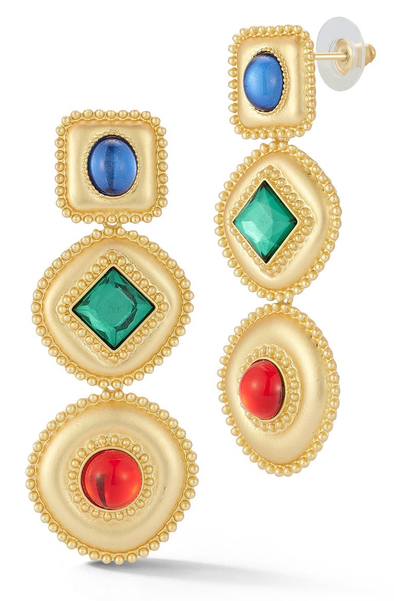 Mixed Stone Drop Earrings, Main, color, GOLD